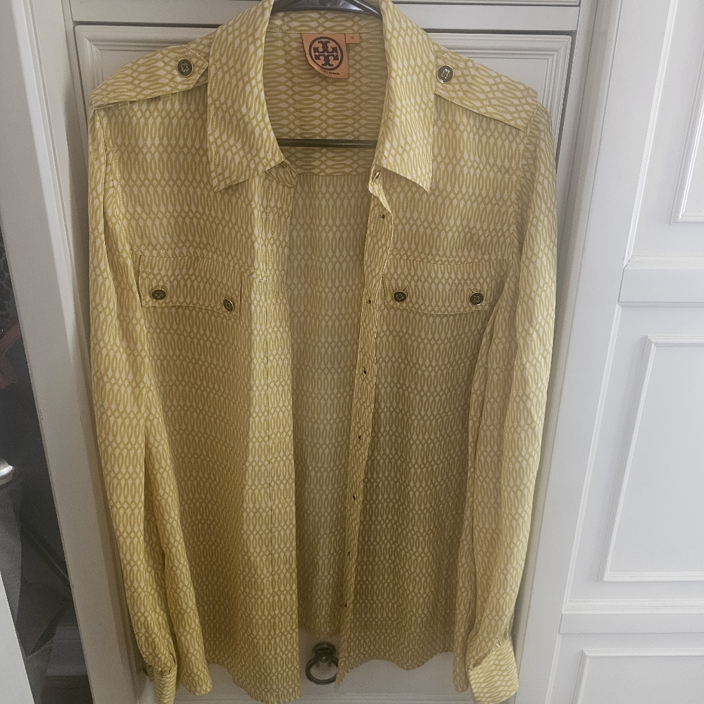 Tory Burch Women's Long Sleeved Button Down Silk Blouse Size 12